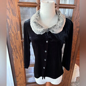 Vintage‎ Y2K Faux Fur And Velvet Cardigan Vol 1 Size L
